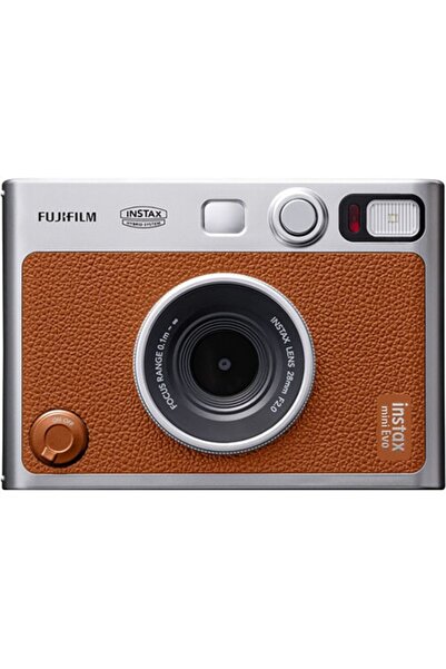 Fujifilm Instax Mini Evo Hybrid Instant Camera - Brown (with 1x10 film & 3 Merry Christmas cards)