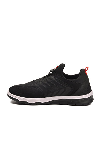 WALKWAY Black Red Elastic Lace-Up Lightweight Flexible Men's Sports Shoes Dong 2534 m