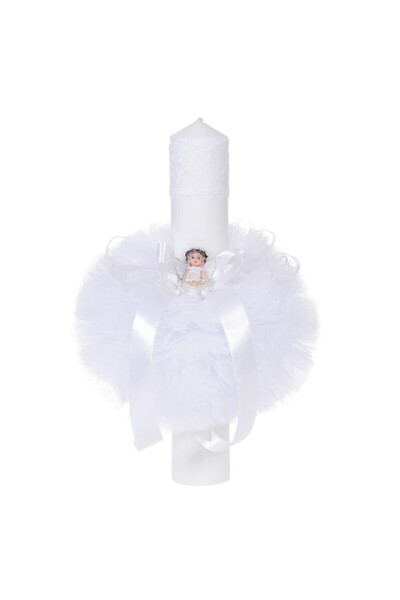 BebeNou Λεπτή Λαμπάδα Βάπτισης με Διακόσμηση Αγγέλου Unisex Denikos® 65