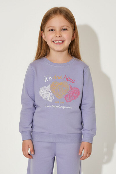 WORRN Fată bumbac 100% cu model de inimă guler rotund Trend 2 - 6 ani Swea tr...