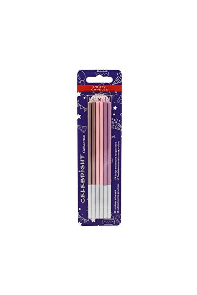 Gift Design Set de 6 lumânări drepte, pentru tort, Celebright, nuanțe metalic...
