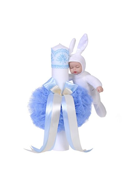 BebeNou Λαμπάδα Βάπτισης με Διακοσμητικό Παιχνιδιού Λαγουδάκι Blue Boy Deniko...