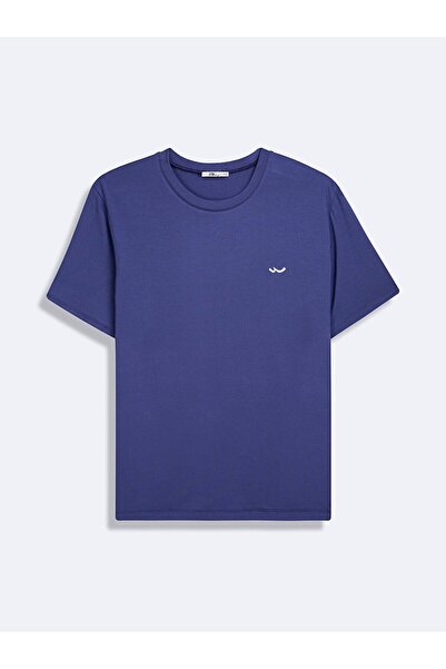 Ltb Short Sleeve Crew Neck Basic Blue T-Shirt