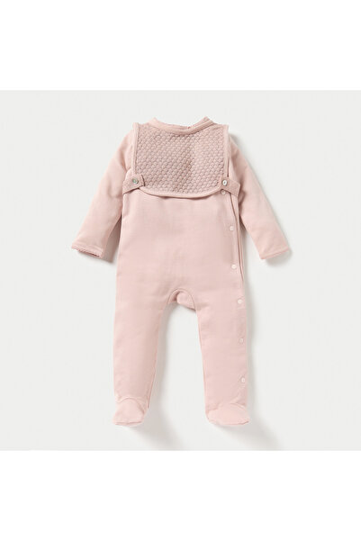 giggles Solid Closed Feet Sleepsuit with Long Sleeves and Detachable Bib