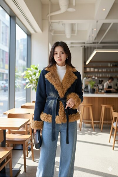 Lores Giyim Kadın Mont Kürk Kot Ceket Uzun Full Kürk Mont