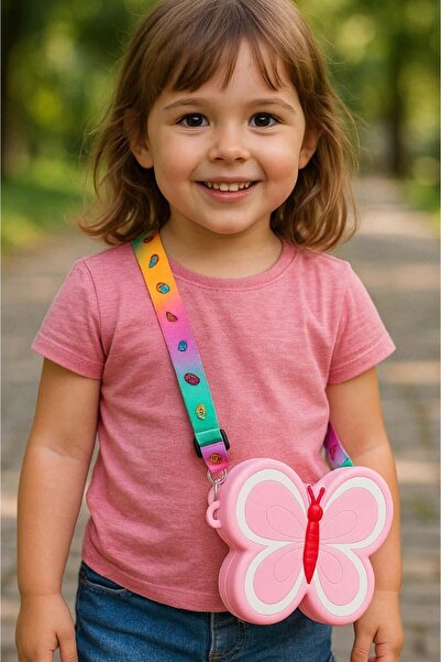 TAKIŞTIR Pink Color Butterfly Figured Pop-It Children's Bag