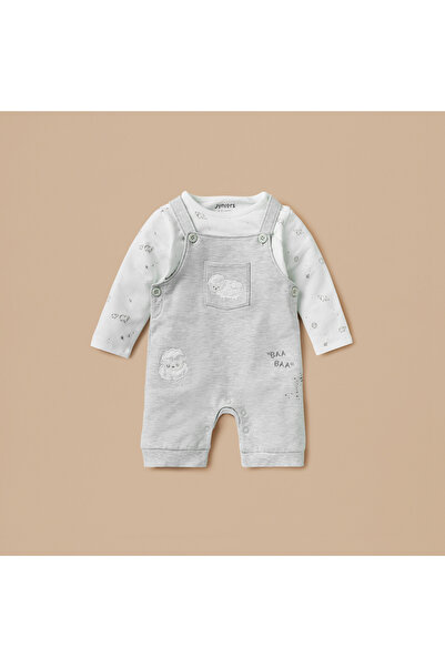 Juniors Sheep Print T-shirt and Dungaree Set