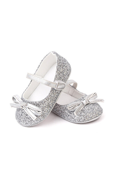 BebeNou Pantofi sport pentru bebeluși cu sclipici argintiu și fundă amd2754-3-c1