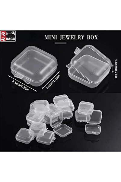 Raco Mini Transparent Jewelry Storage Boxes with Lids – 3.5cm Plastic Organizer Case – 10 Pack