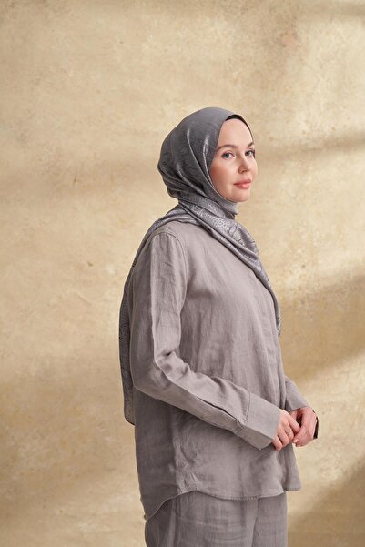 ARMANDA Jose Jakar Chain Desen Şal - Koyu Gri̇