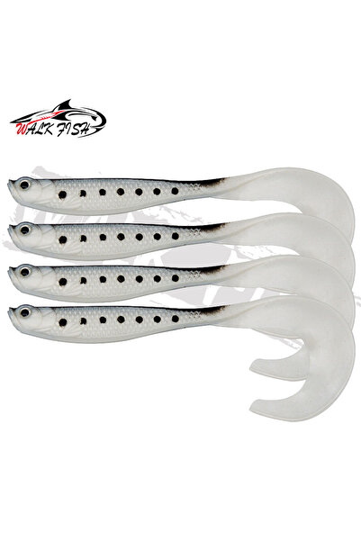 Choice طُعم صيد سمك بلاك دوت وووك فيش، 4 قطع، 12.5 سم، 5.5 جرام، طُعم ناعم على شكل حرف T، اصطناعي