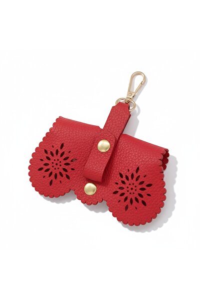 EYCH Çantaya Asılır Lazer Kesim Detaylı Kırmızı Gözlük Koruma Kılıfı