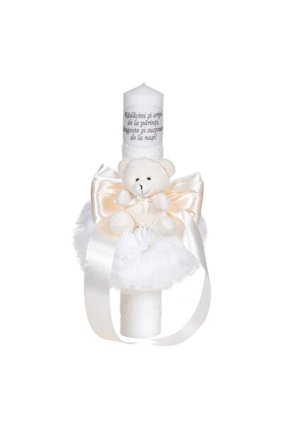 BebeNou Λαμπάδα Βάπτισης με Μήνυμα και Αρκουδάκι σε Ιβουάρ Denikos® C1049