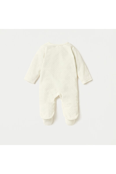 Juniors Bunny Applique Velour Footed Sleepsuit with Long Sleeves