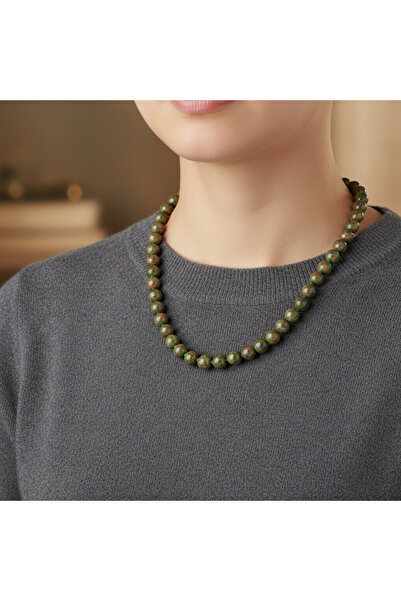 Safnaturel قلادة من الحجر الطبيعي المعقود مقاس 8 مم من Unakit