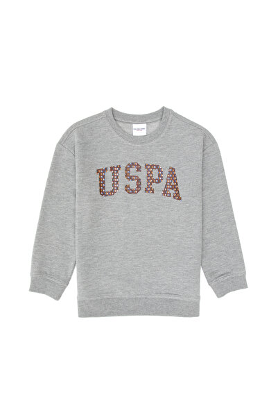 U.S. Polo Assn. Boy's Gray Melange Crew Neck Sweatshirt 50316527-Vr086