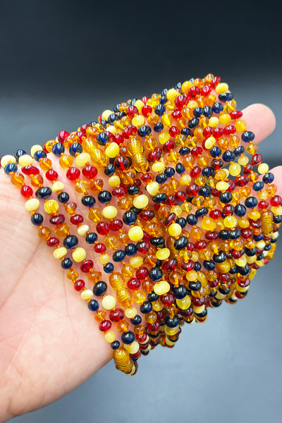 İpek Kehribar Baltic Drop Amber Baby & Child Teeth Necklace – Lithuanian Certified Original, 4 Colored Silk-346