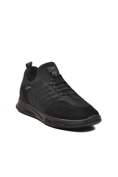 WALKWAY Black Elastic Lace-Up Lightweight Flexible Men's Sports Shoes Dong 2534 m