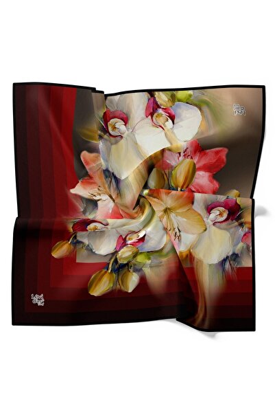 Levidor Trend Twill Scarf Special Design Color Gradient Stripe Floral Pattern