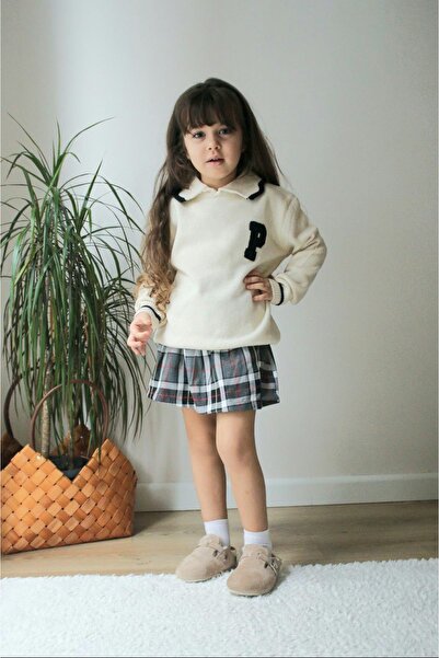 NURTOPU Girls' Suit Top and Bottom Set Top Knitwear Bottom Skirt Linen Fabric Cotton Quality