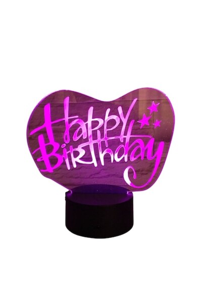 OEM Lampă de noapte decorativă 3D LED RGB „La mulți ani”, 16 culori, telecoma...