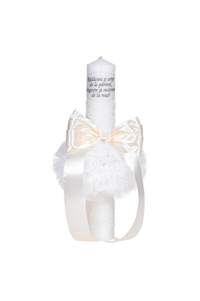 BebeNou Unisex Λαμπάδα Βάπτισης με Κρεμ Διακόσμηση, Denikos® C1033