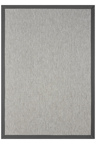 SEYRAN HALI Bombay Gri Halı Antrasit Bordürlü Kolay Temizlenen Hasır Dokulu S...