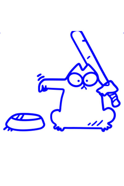 Oracal 651 Decorative wall, car and window sticker, Cat with a stick begging for food, 19cm, blue