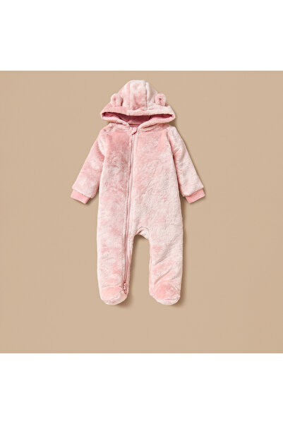 Juniors Ear Applique Closed Feet Hooded Sleepsuit with Zip Closure