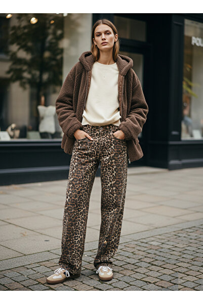 Ltb Long Sleeve Fleece Zippered Hooded Brown Color Coat