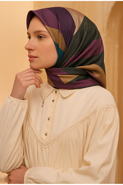 Vissona Tivil Silk Scarf 11501 - 3 Powder Pink Geometric Pattern