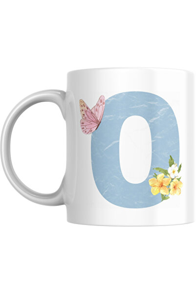 SiestaSafari Coffee Mug with Letter O - Personalized Alphabet with Floral Butterfly, Gift for Woman