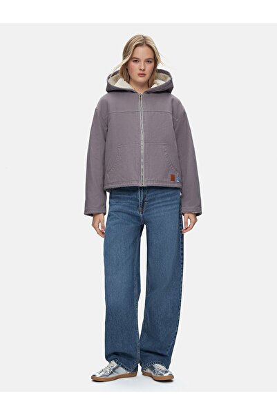 Ltb Long Sleeve Hooded Plush Purple Jacket