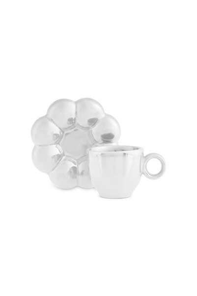 Karaca Bubble Beyaz Lüsterli 2 Kişilik Kahve Fincanı 90 ml