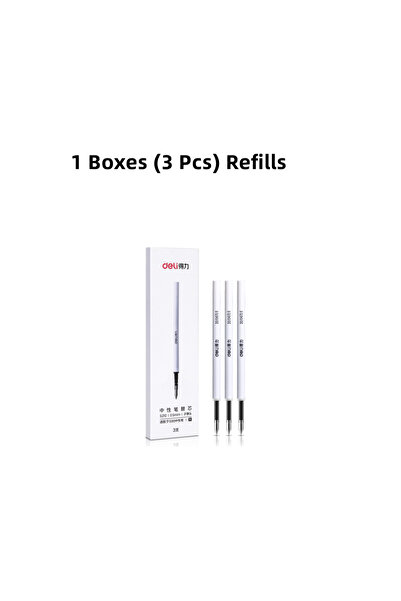 Deli 1 علبة أقلام معدنية قابلة لإعادة التعبئة 0.5 مم أقلام حبر جل ذهبية فضية ...