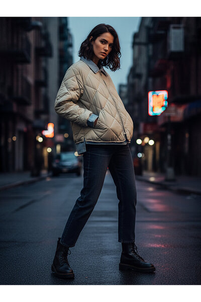 Ltb Πράσινο μπουφάν με καπιτονέ πουκάμισο με γιακά