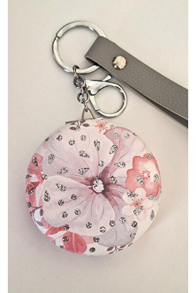 Svc Aksesuar ميدالية مفاتيح مرآة مرصعة بالأحجار والزهور - زخرفة الحقيبة - الط...