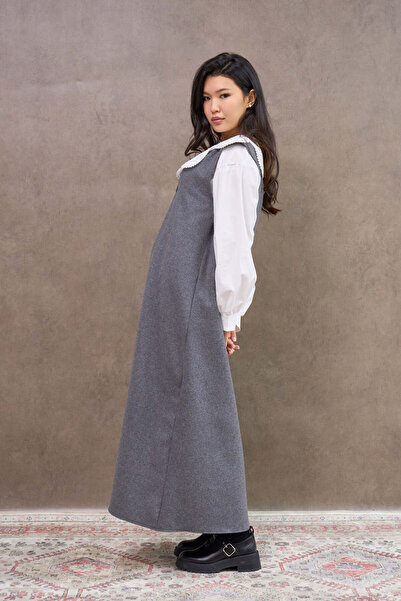 KÜÇÜĞÜM BUTİK Long Anthracite Cashmere Jile Dress