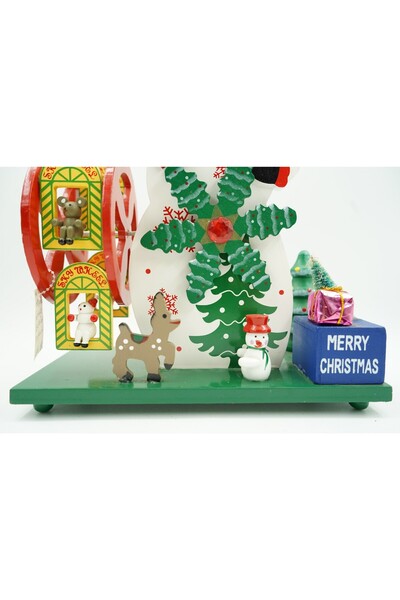 Flippy Christmas Music Box, Snowman, Multicolor, Wooden, 21.5 cm x 24.5 cm, Interior,