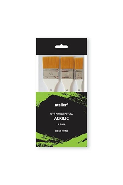 ATELIER set de 3 pensule sintetice plate