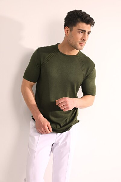 Fc Plus HAKİ BİSİKLET YAKA TRİKO ERKEK TSHIRT - SLIM FIT