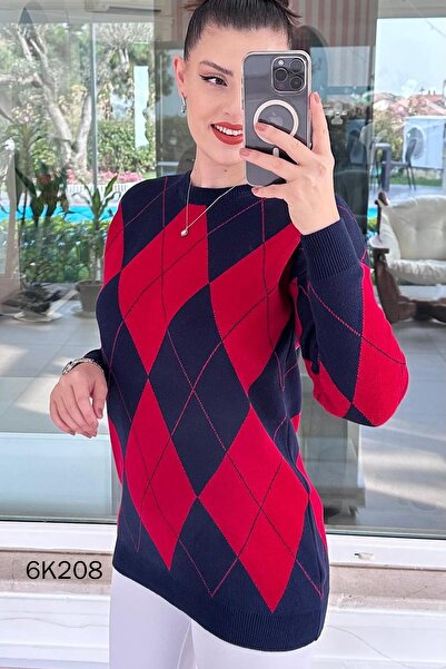 İnce Topuk Baklava Pattern Knitwear Tunic 6K208