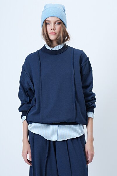 VAGGON Oversized Design Sweatshirt with Stitching Detail