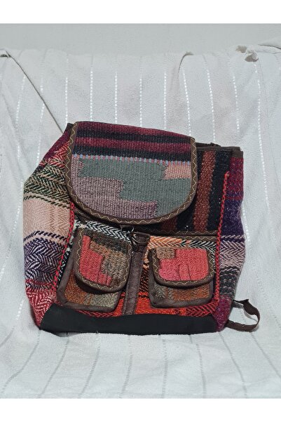 Ruhlu Gaziantep El Yapımı Kilim Desenli Otantik Sırt Çantası