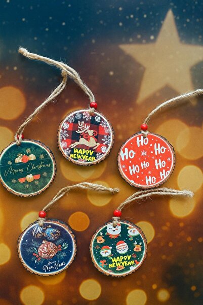 Filemo tasarım Pachet de 5 ornamente pentru brad de Crăciun (lemn)