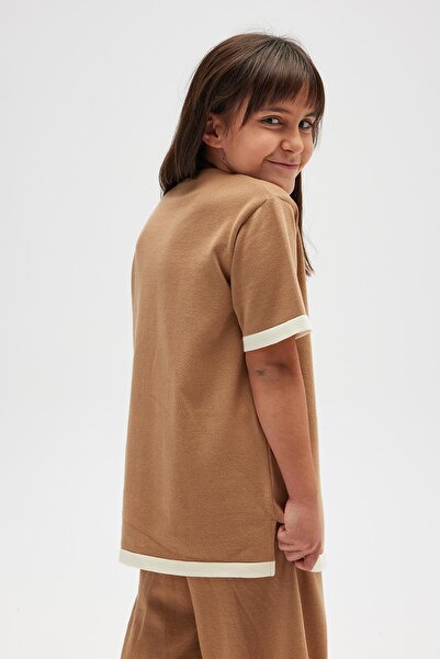 Peraluna Rumi Short Sleeve Girls' Blouse - Camel