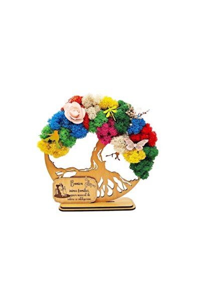 OEM Tablou decorativ de perete Copacul Vieții cu licheni stabilizați, Mesaj p...