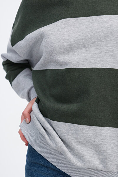Addax Striped Fleece-Lined Sweatshirt S12462
