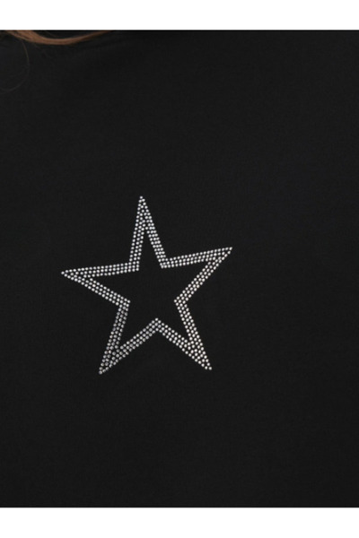 MOONBULL Women's Star Star Stone Printed Oversized Kangaroo Pocket Hooded Sweatshirt