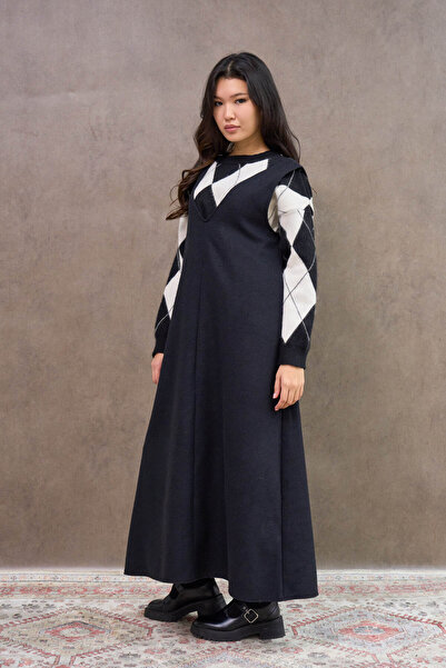 KÜÇÜĞÜM BUTİK Long Black Cashmere Jile Dress